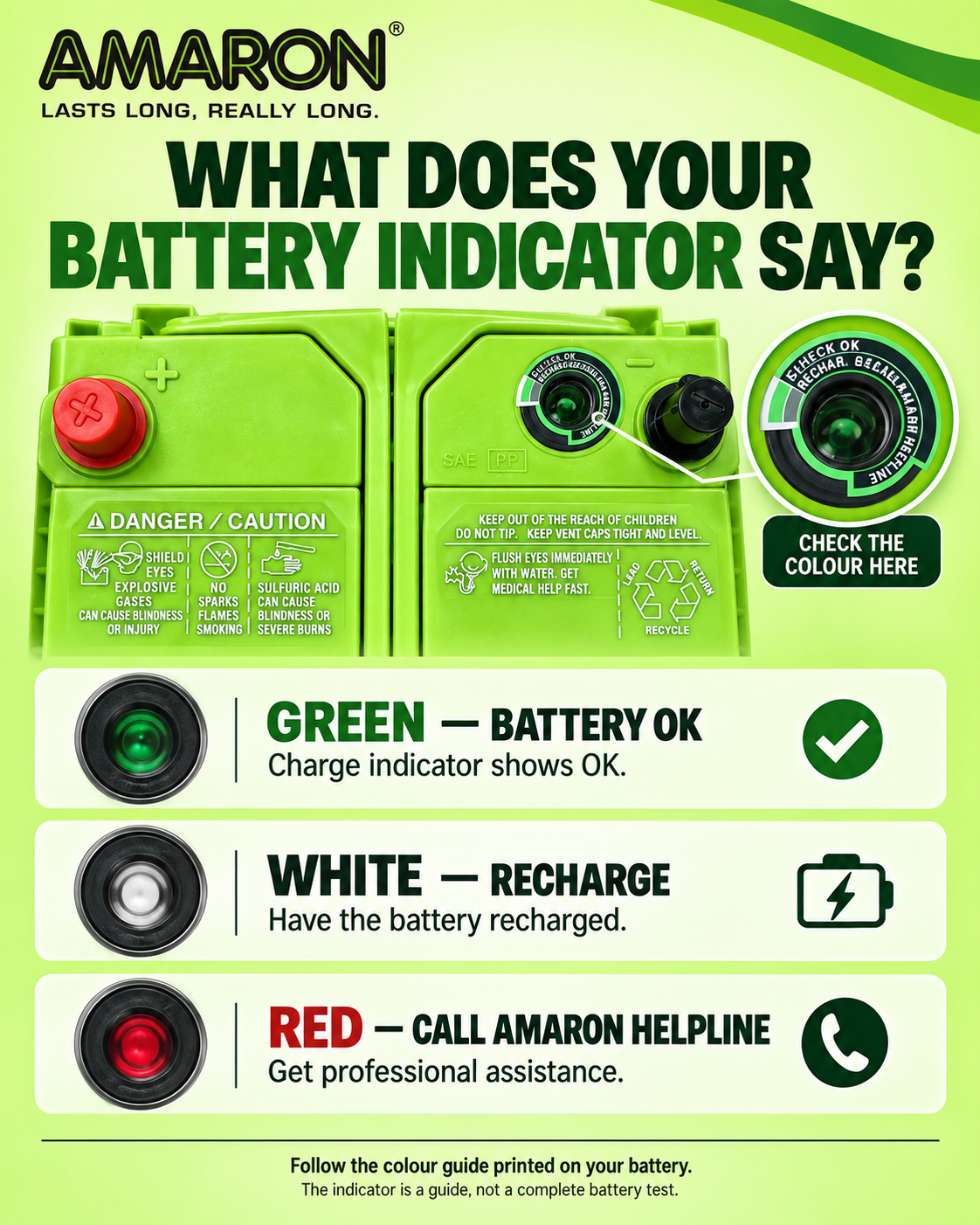 Battery indicator educational artwork supplied by Shreya Motor